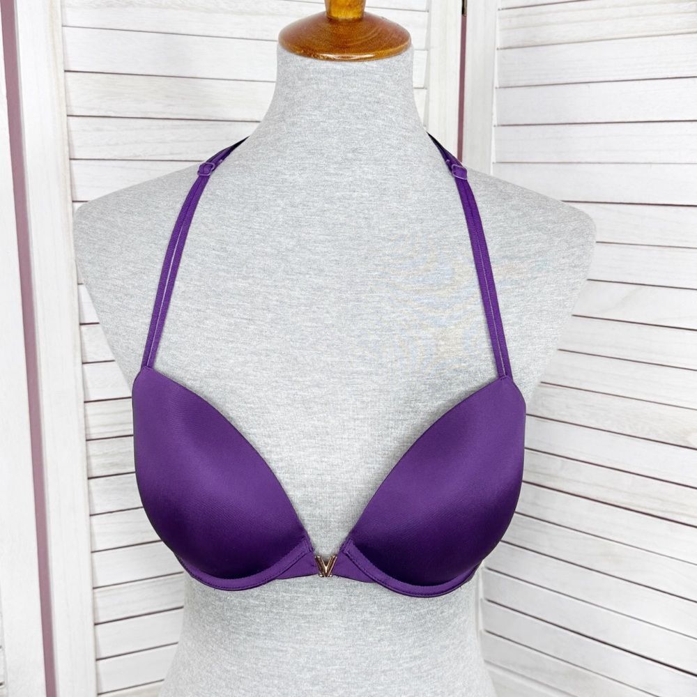 Victoria’s Secret Sexy Illusions Front Close Seamless Push Up Bra Purple 32D